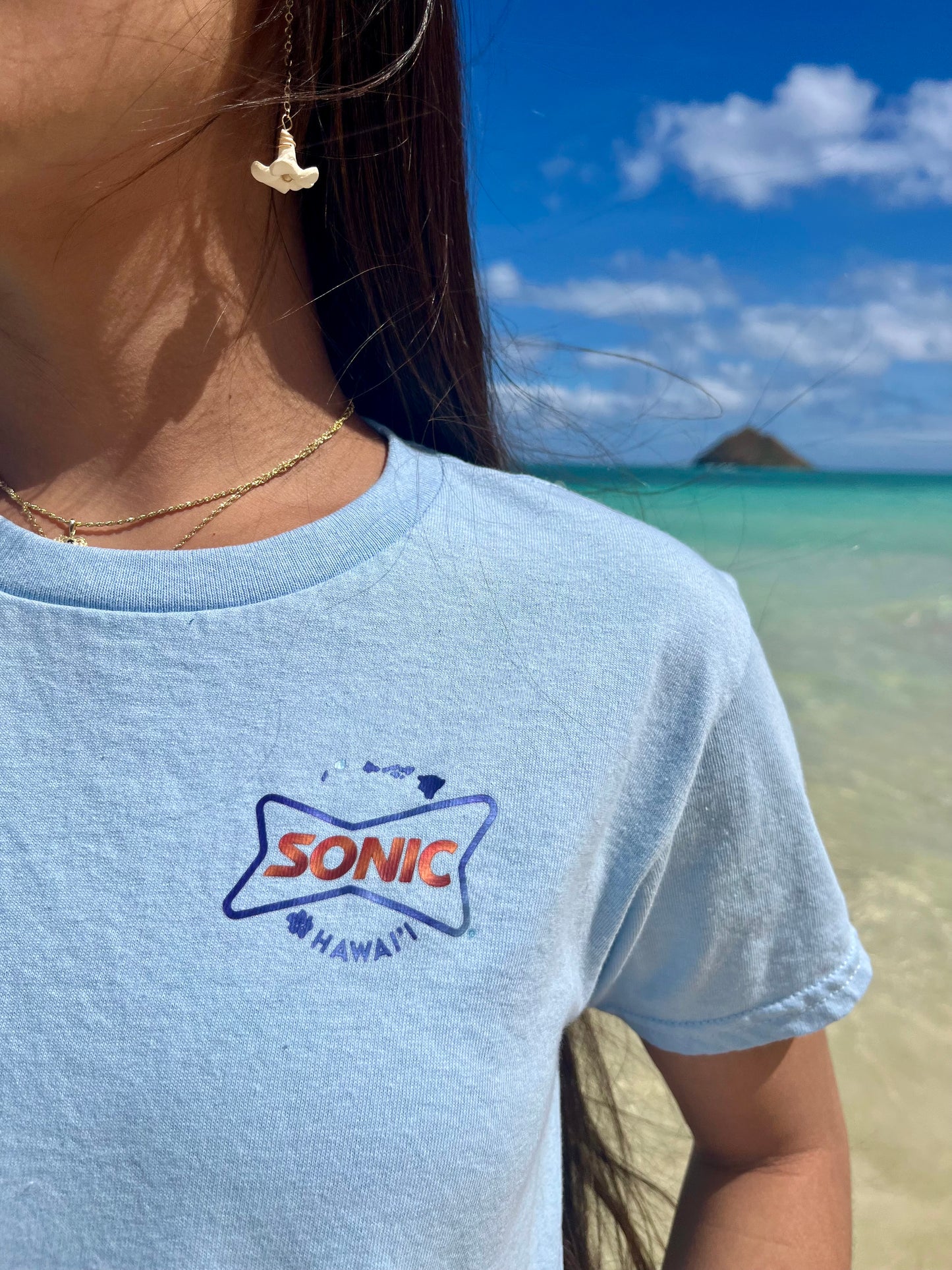 Youth Baby Blue Sonic Hawaii Tee